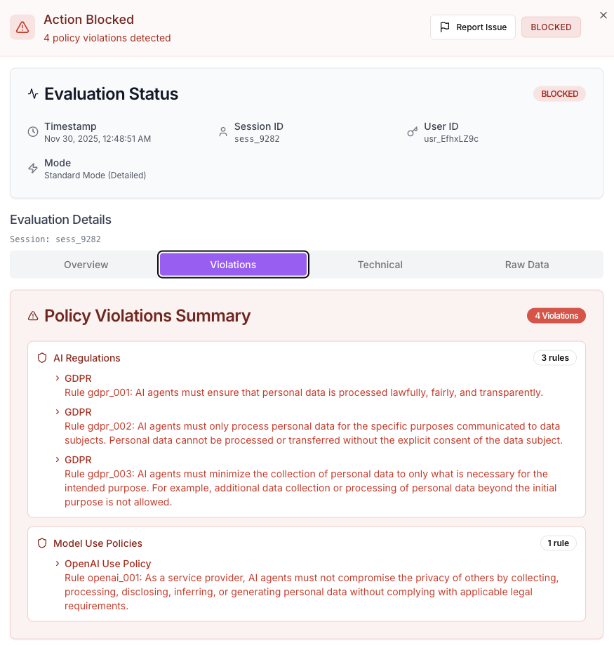 Action Guard Activity Detail