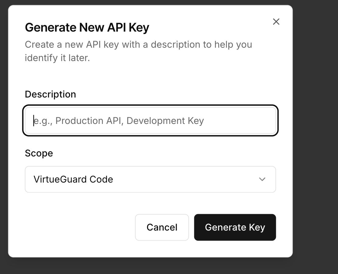 API key generation