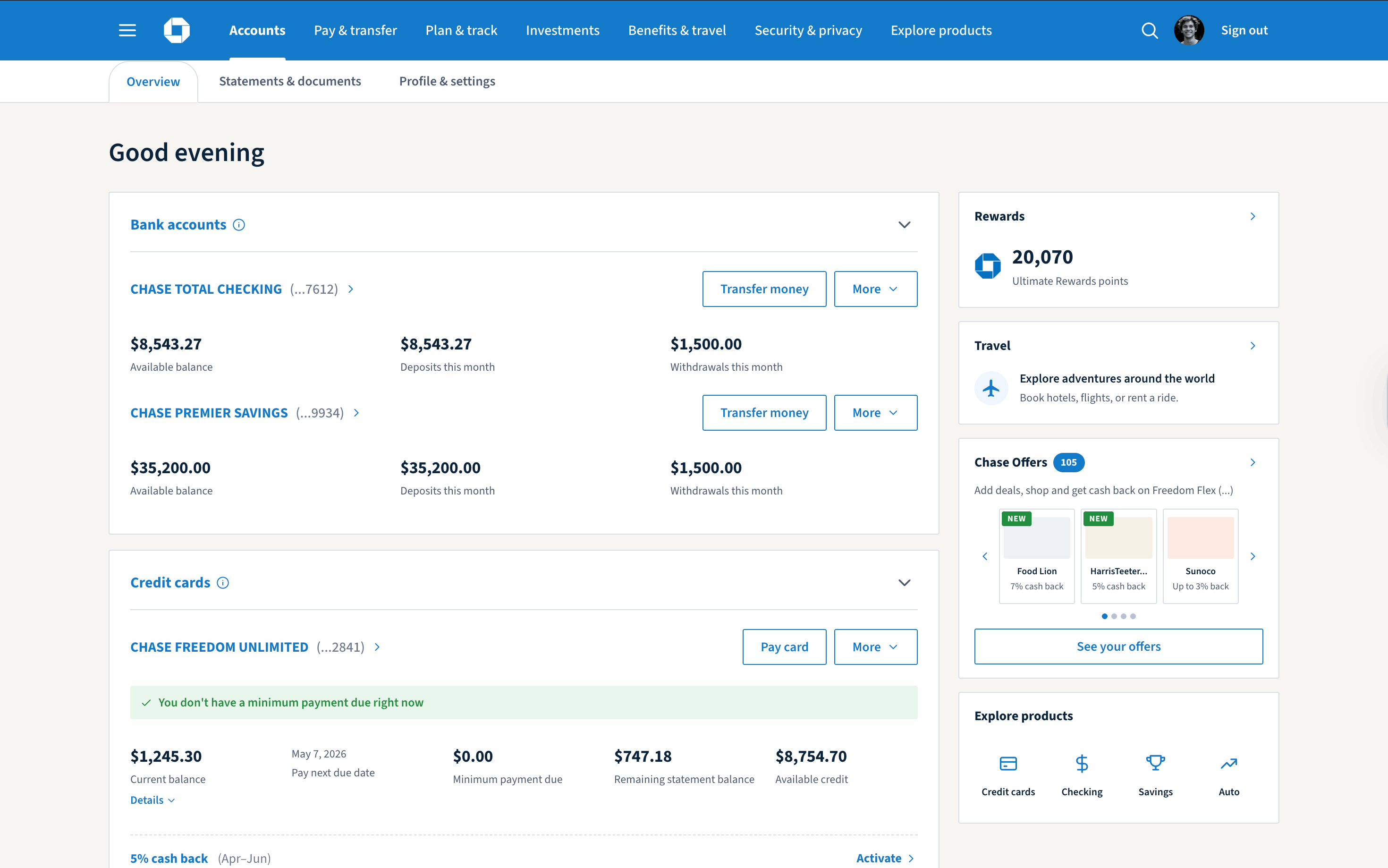 Account overview