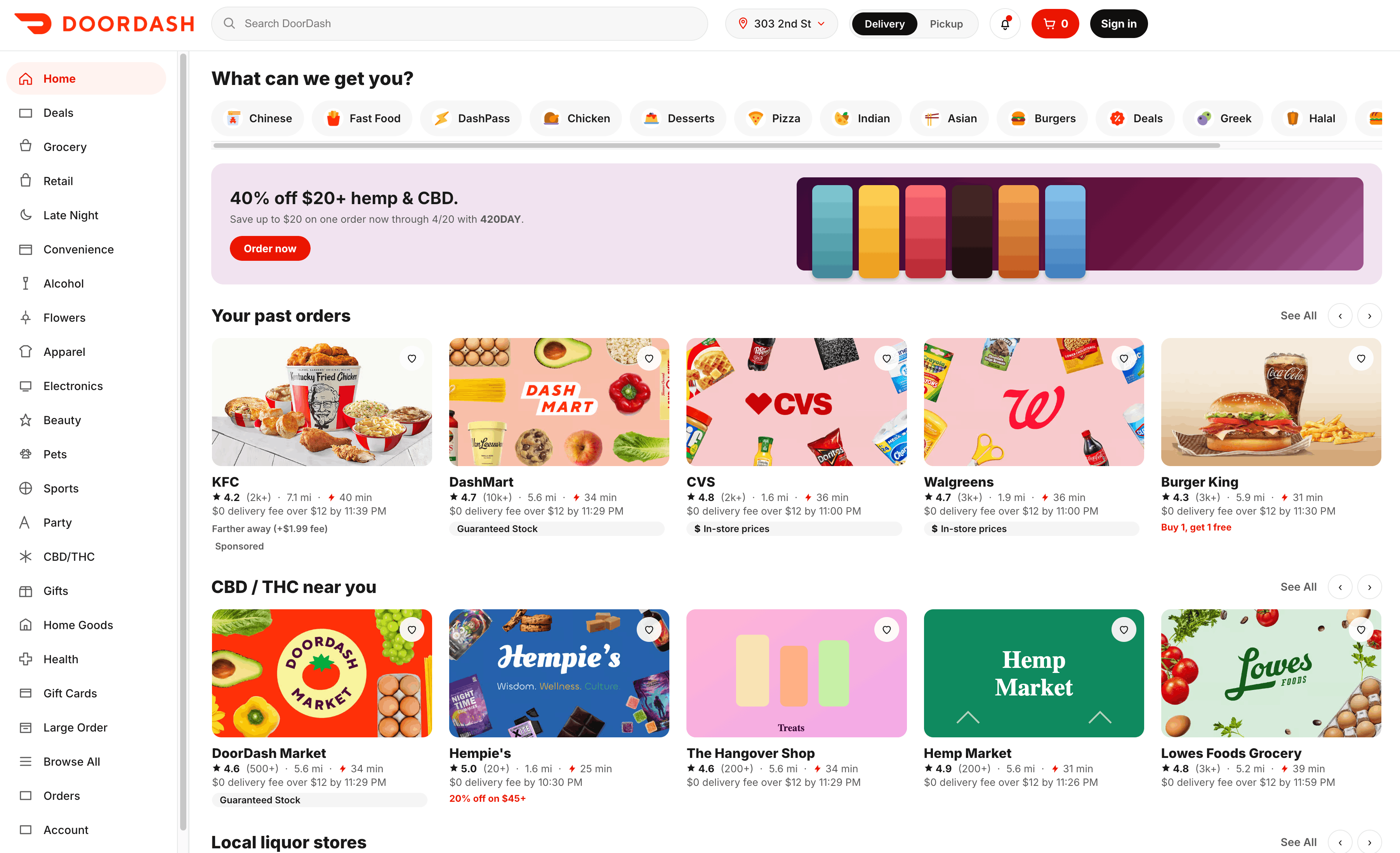 DoorDash Main page
