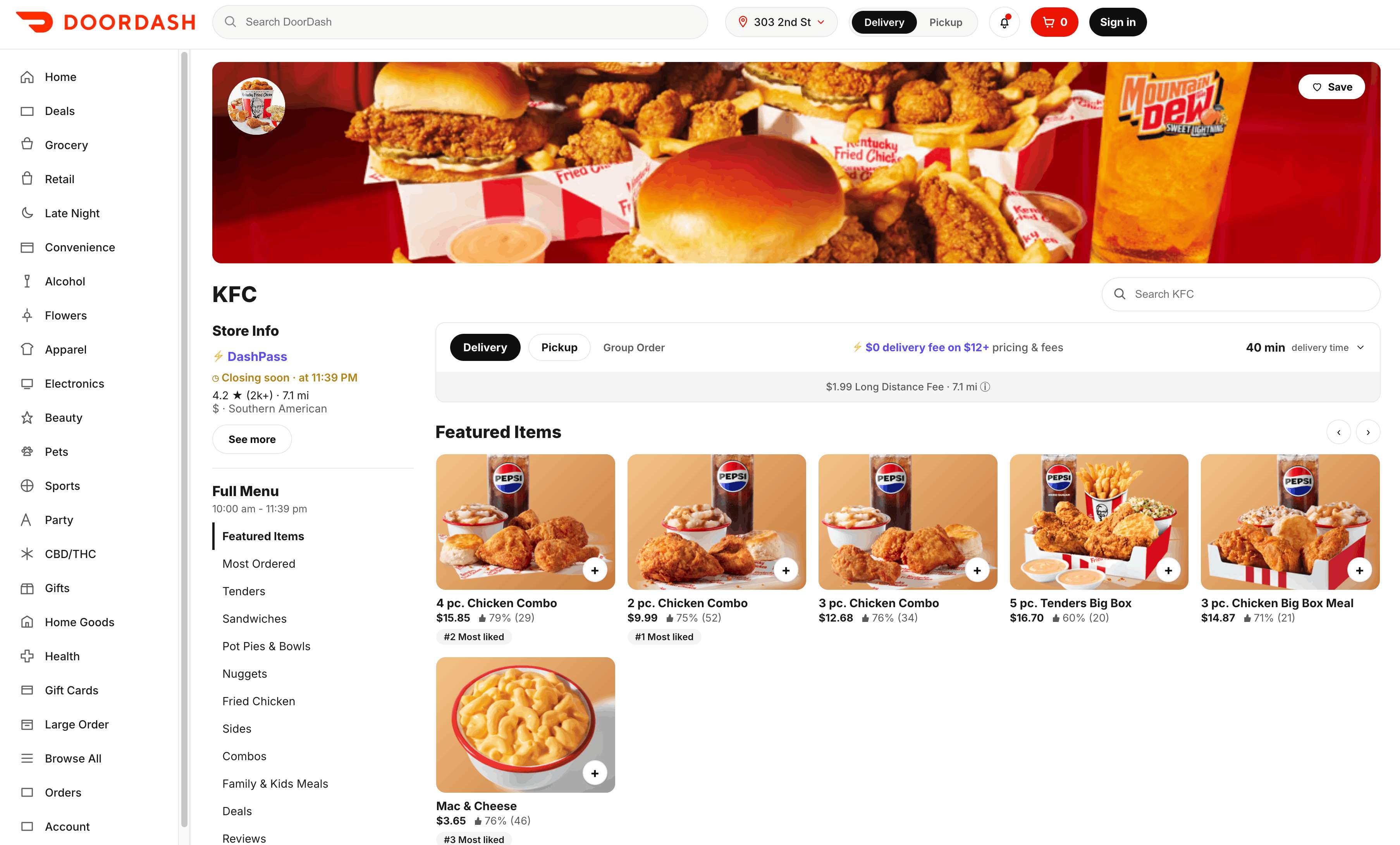 Search Results page