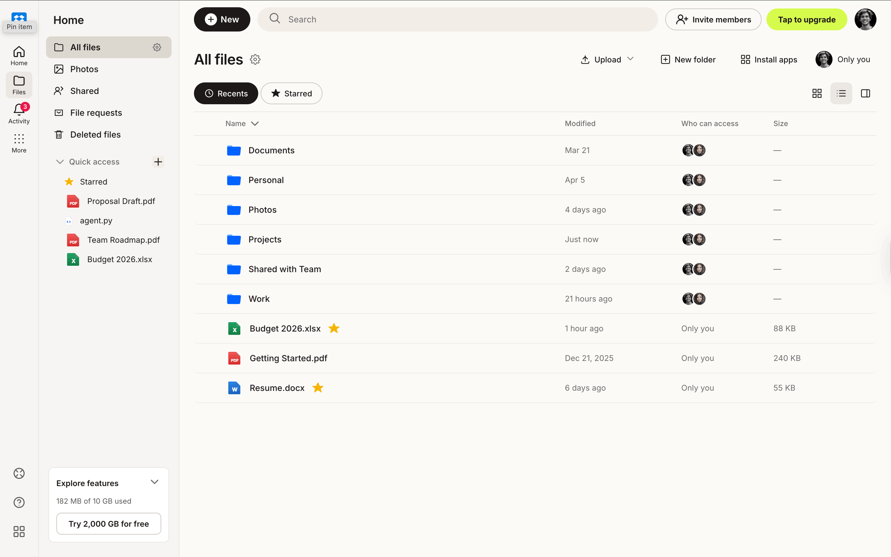 All files page