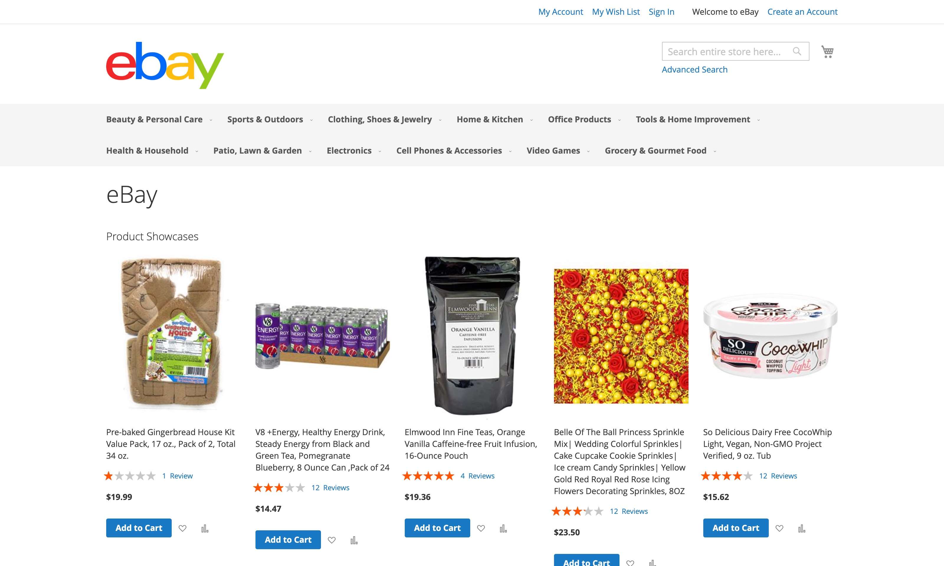 E-commerce home page