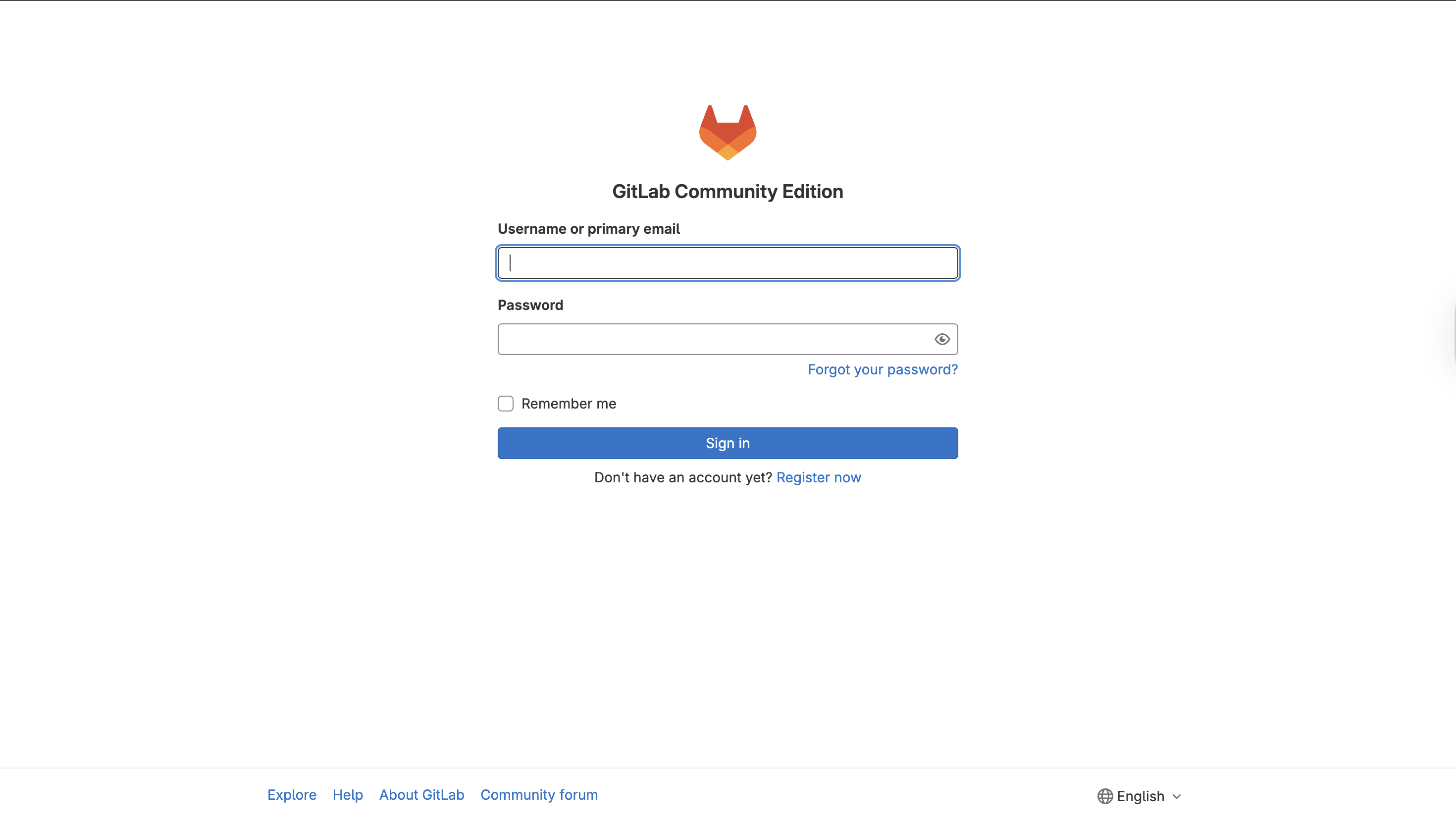 Login page