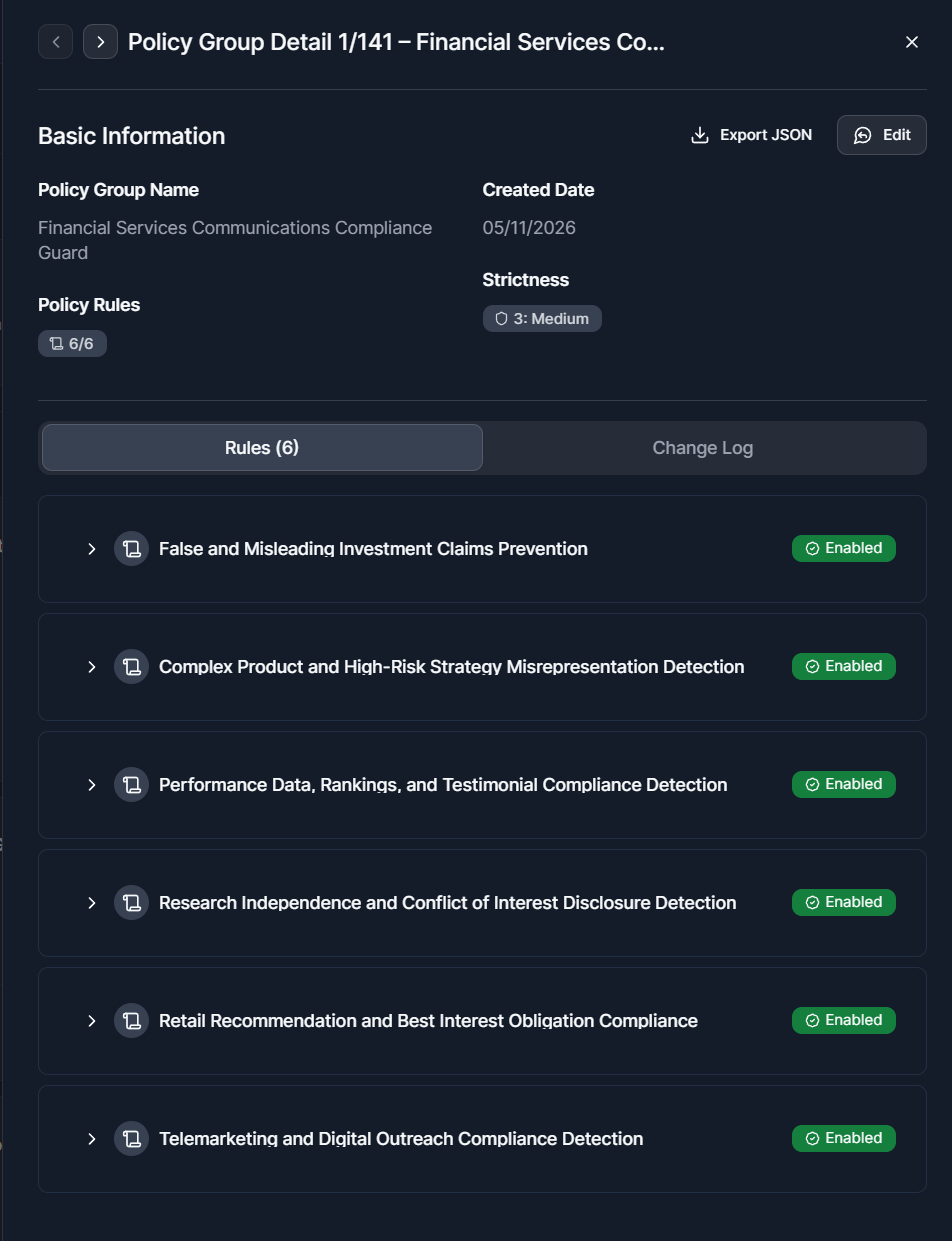 Extracted policy group appearing in the policy list