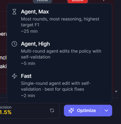 Policy Lab — optimization tier options