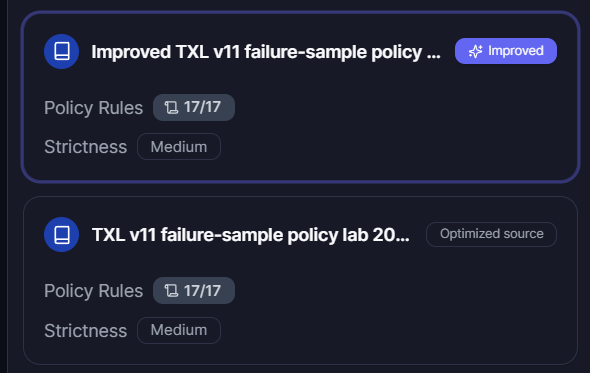Policy Lab — improved policy in the policy list