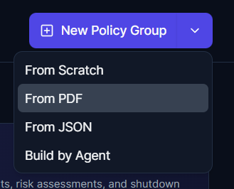 Upload internal policy documents to extract policies