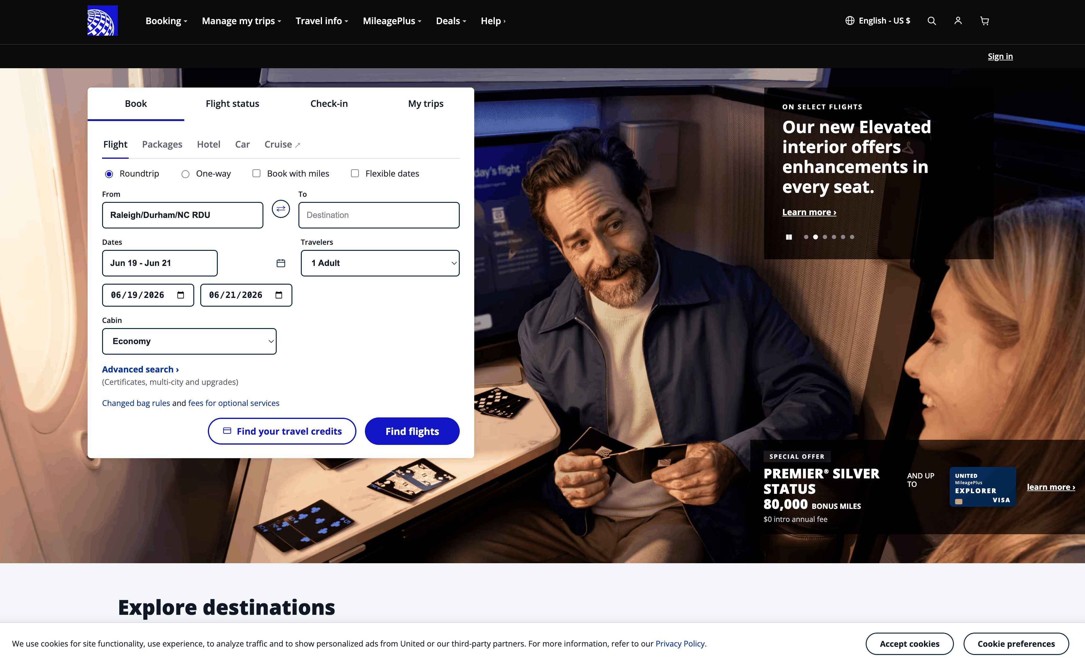 Airline Search page