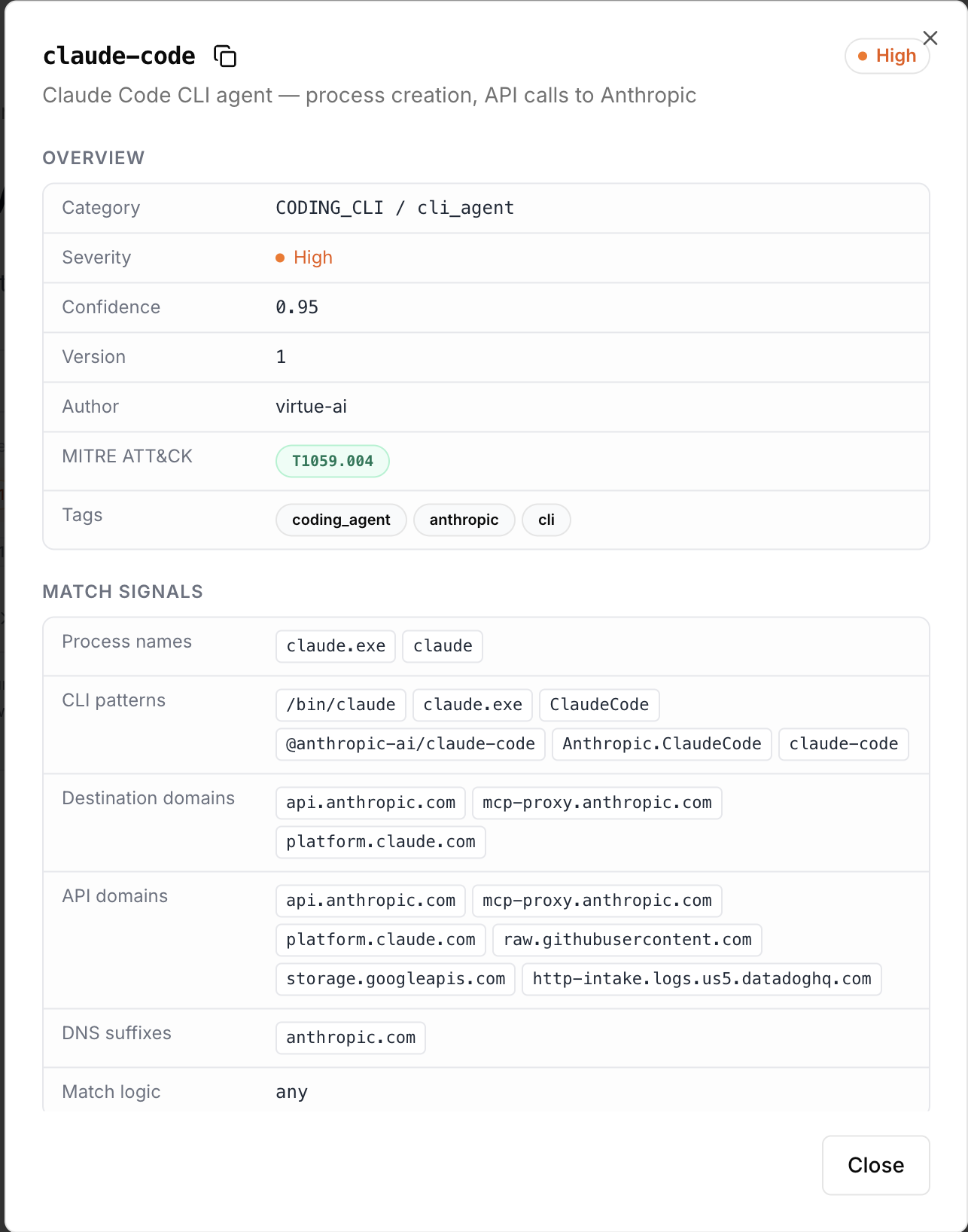 Claude Code rule detail: match signals and logic